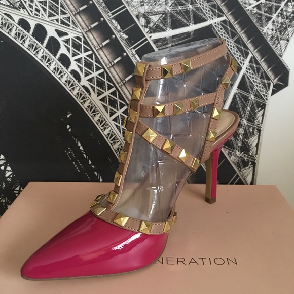 BCBGeneration Darron Rockstud Pumps - Size 6, Fuschia - Picture 3 of 5